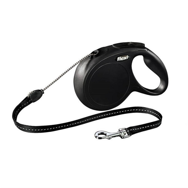 Flexi M New Classic 5 Mt İp Siyah | Otomatik Köpek Tasması