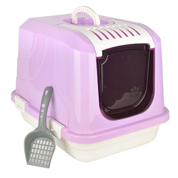 Flip S Üstten Açılır Kapalı Tuvalet Pembe 36x50x40 Cm | Kapalı Kedi Tuvaleti