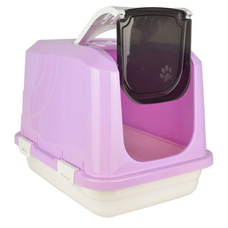 Flip S Üstten Açılır Kapalı Tuvalet Pembe 36x50x40 Cm | Kapalı Kedi Tuvaleti