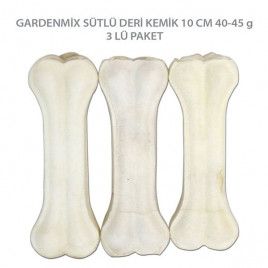 Garden Mix 3 Adet Sütlü Deri Kemik 10 Cm | Köpek Kemik Ödül Maması