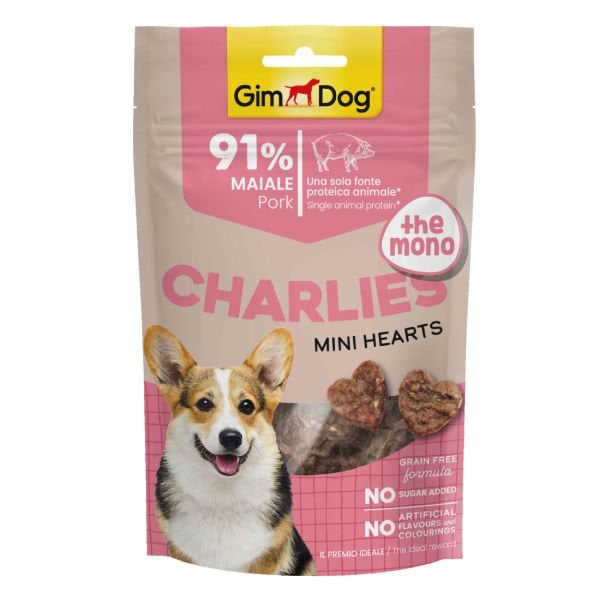 GimDog 70 Gr Charlies Mini Hearts Domuz | Köpek Atıştırmalık Ödül Maması