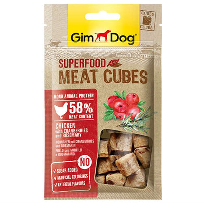 GimDog 40 Gr Superfood Meat Cubes Chicken with Cranberries and Rosemary | Köpek Atıştırmalık Ödül Maması GimDog 40 Gr Superfood Meat Cubes Chicken with Cranberries and Rosemary | Köpek Atıştırmalık Ödül Maması