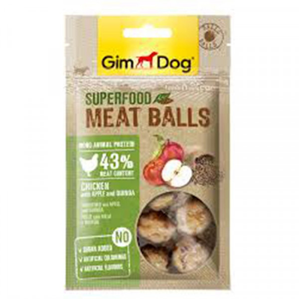 Gimdog 70 Gr Superfood Meatballs Chicken With Apple and Quinoa | Köpek Atıştırmalık Ödül Maması