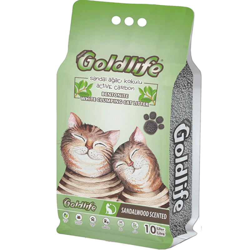 GoldLife 10 Lt Aktif Karbonlu Sandal Ağacı Kokulu Topaklanan Bentonit İnce Taneli Kedi Kumu | Doğal Kedi Kumu GoldLife 10 Lt Aktif Karbonlu Sandal Ağacı Kokulu Topaklanan Bentonit İnce Taneli Kedi Kumu | Doğal Kedi Kumu