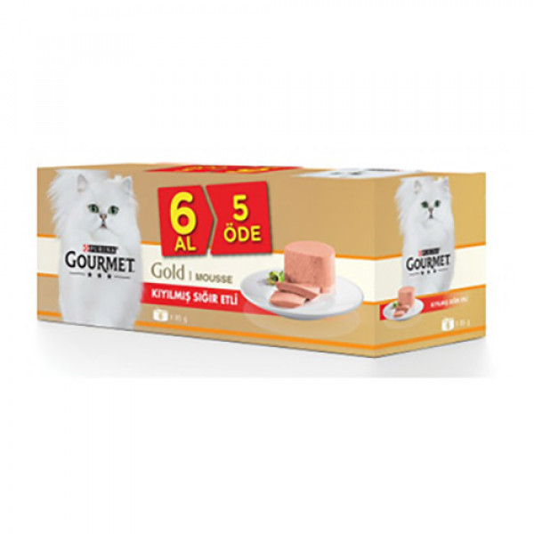 Gourmet Gold 6 Al 5 Öde Mousse Beef 85 Gr | Sığır Etli Yaş Kedi Maması