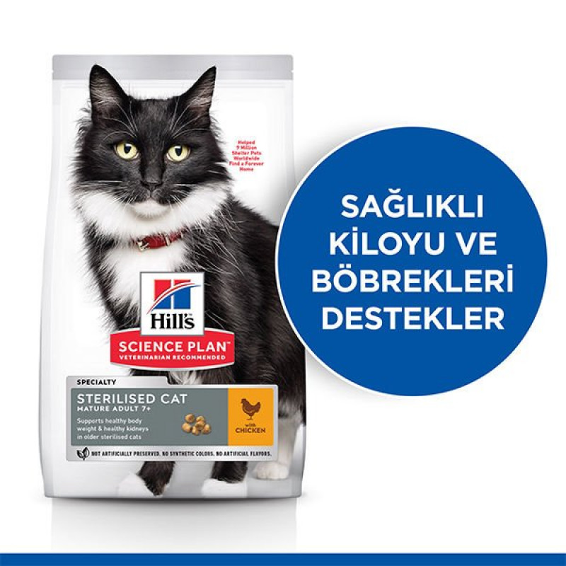 Hill's Science Plan 1,5 Kg Sterilised Mature Adult 7+ Chicken | Yaşlı Kedi Kuru Maması