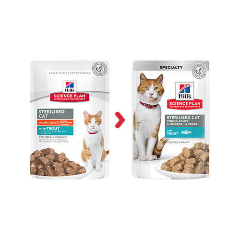 Hill's Science Plan 6 Adet Sterilised Young Adult Trout 85 Gr | Yetişkin Kedi Maması Hill's Science Plan 6 Adet Sterilised Young Adult Trout 85 Gr | Yetişkin Kedi Maması