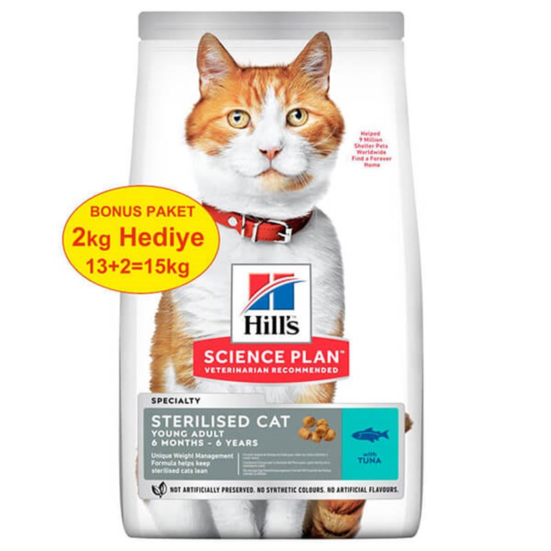 Hill's 13+2 Kg Science Plan Young Adult Sterilised Tuna | Yetişkin Kuru Kedi Maması Hill's 13+2 Kg Science Plan Young Adult Sterilised Tuna | Yetişkin Kuru Kedi Maması