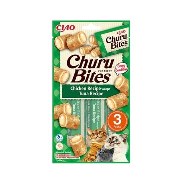 Inaba 3 Adet Ciao Churu Bites Tavuk ve Ton 10 Gr | Kedi Atıştırmalık Ödül Maması