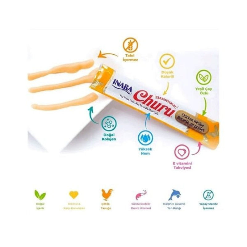 Inaba 4 Adet Ciao Churu Cream Tavuk ve Deniz Tarağı 14 Gr | Kedi Sıvı Ödül Maması