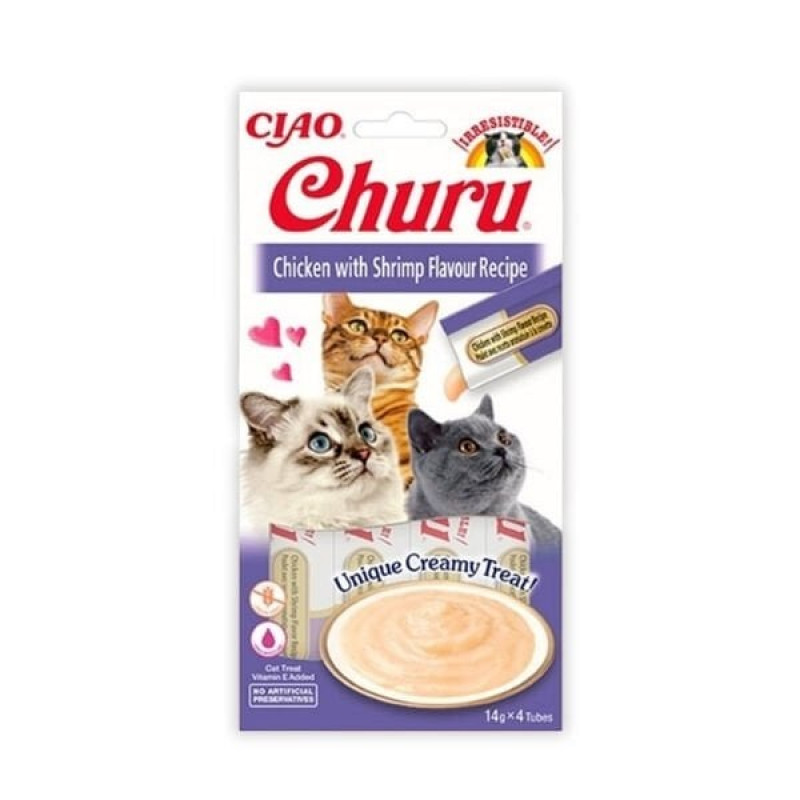 Inaba 4 Adet Ciao Churu Cream Tavuk ve Karides 14 Gr | Kedi Sıvı Ödül Maması Inaba 4 Adet Ciao Churu Cream Tavuk ve Karides 14 Gr | Kedi Sıvı Ödül Maması