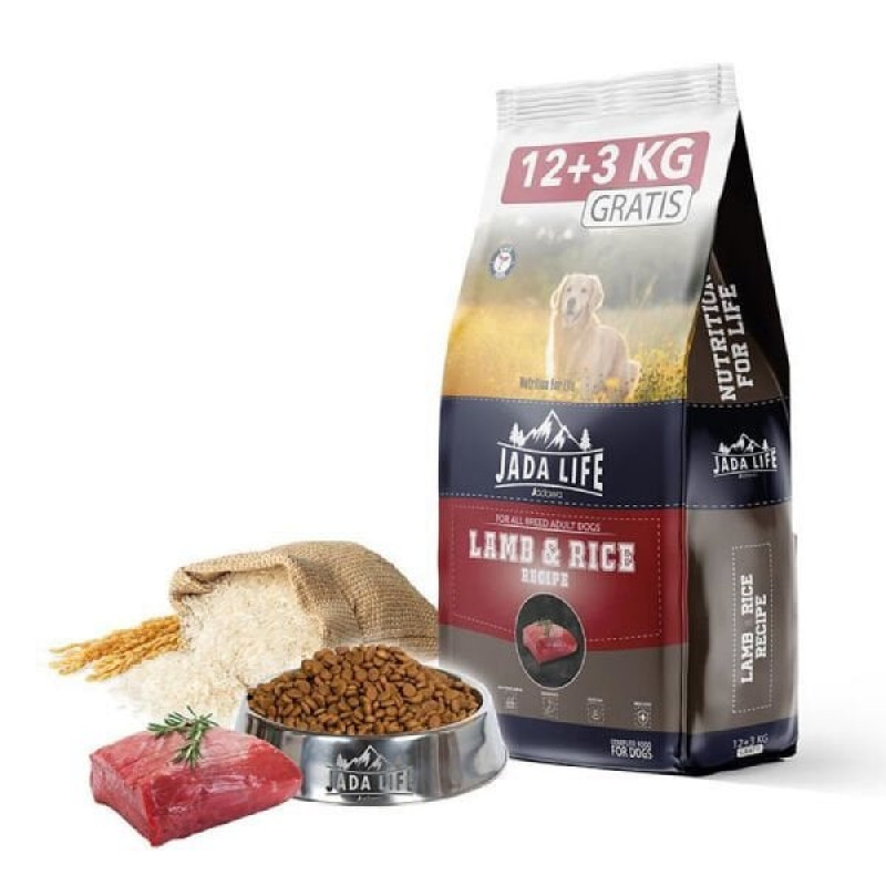Jada Life 12 Kg + 3 Kg Kuzu ve Pirinç | Yetişkin Köpek Kuru Maması