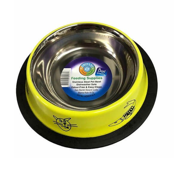 Joypet 240 ml Çelik Mama ve Su Kabı Sarı | Metal Mama Ve Su Kabı