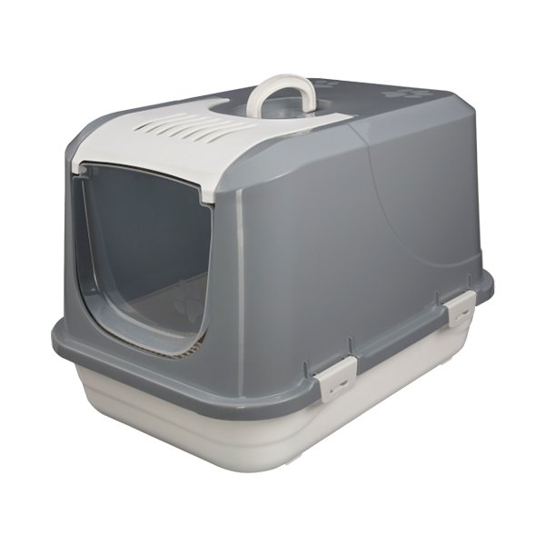 Joypet 50x45x65 Cm Üstü Açılabilir Kapalı Tuvalet Gri Large | Kapalı Kedi Tuvaleti