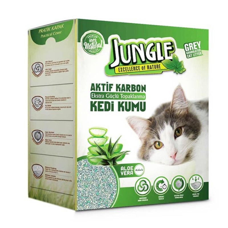 Jungle 6 Lt Karbonlu ve Aloeveralı İnce Taneli Topaklanan Kedi Kumu | Doğal Kedi Kumu Jungle 6 Lt Karbonlu ve Aloeveralı İnce Taneli Topaklanan Kedi Kumu | Doğal Kedi Kumu