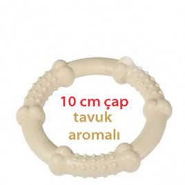 10 Cm Plastik Tavuklu Çiğneme Halkası | Köpek Çiğneme