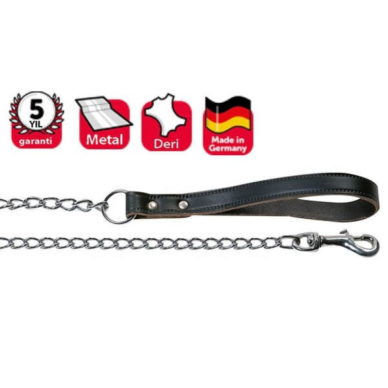 Karlie 100 Cm 3 Mm Deri Saplı Zincir Uzatma Siyah | Köpek Gezdirme Tasması Karlie 100 Cm 3 Mm Deri Saplı Zincir Uzatma Siyah | Köpek Gezdirme Tasması