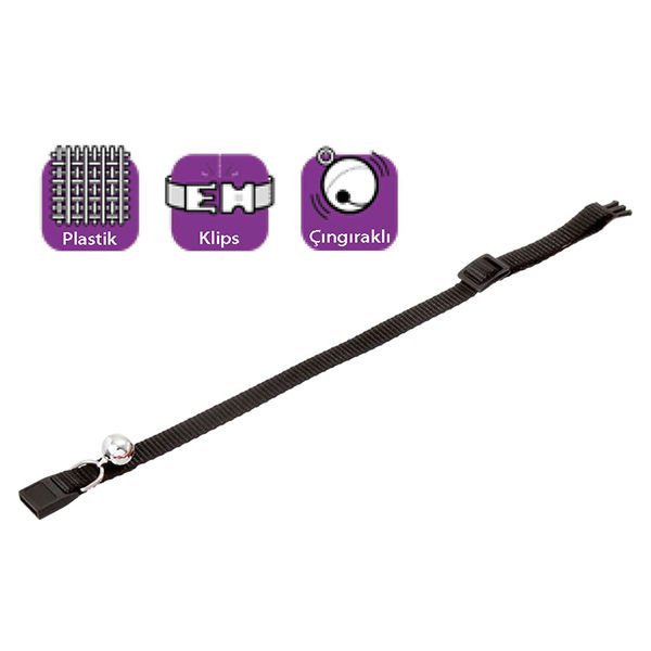 Karlie 20-30 Cm 10 Mm Çıngıraklı Boyun Siyah | Kedi Boyun Tasması