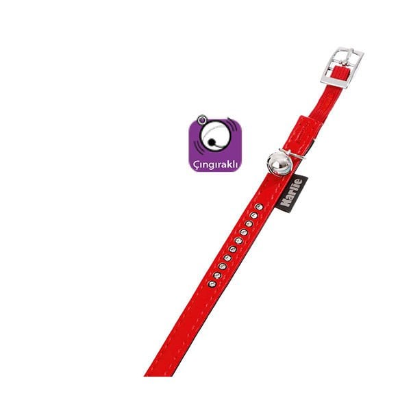 Karlie 30 Cm 11 Mm Deri Taşlı Boyun  Xsmall Kırmızı | Kedi Tasma Ve Aksesuarı