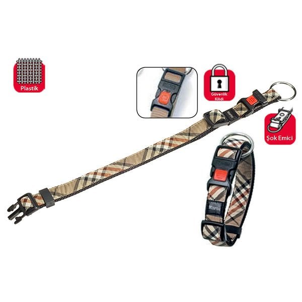 Karlie 45-65 Cm 25 Mm Kilitli Boyun Large Ekose Bej | Köpek Boyun Tasması