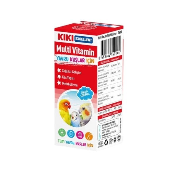 Kiki Excellent 25 Ml Yavru Kuş Multi Vitamin Sıvı Damla | Kuş İlacı