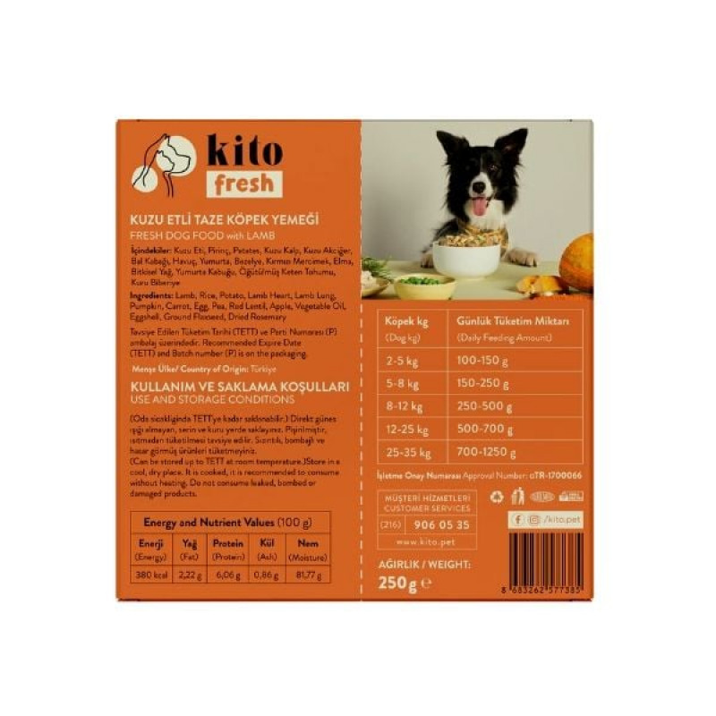 Kito 250 Gr Hipoalerjenik Taze Kuzu | Yetişkin Köpek Konserve Maması