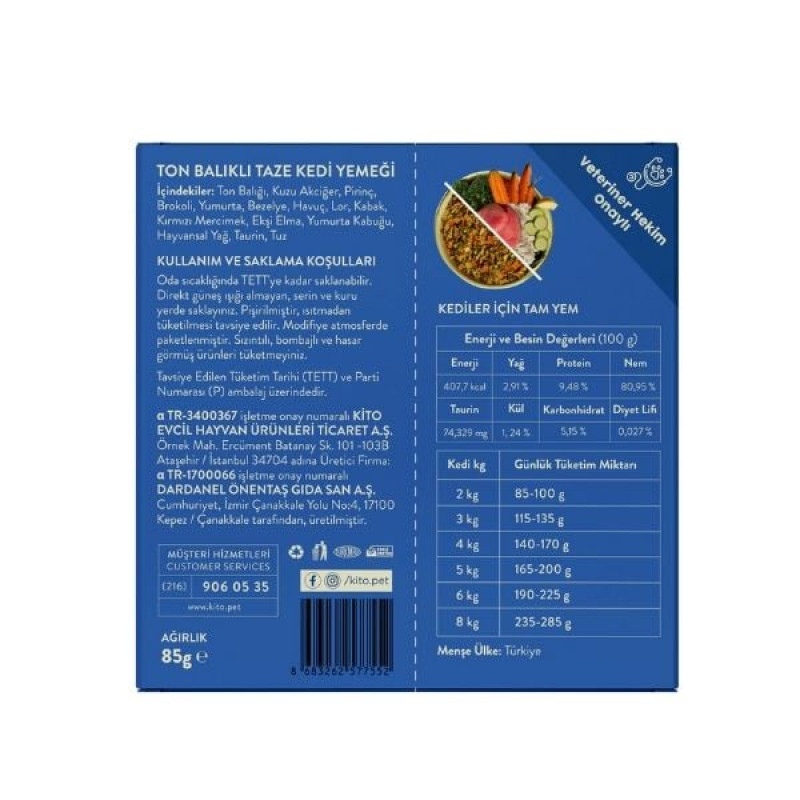 Kito 85 Gr Hipoalerjenik Taze Ton | Hipoalerjenik Kedi Yaş Maması