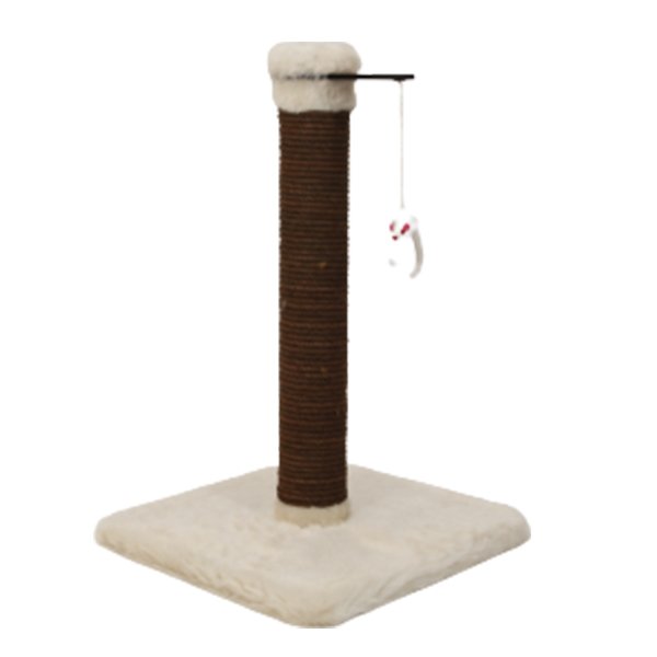 Kralle 35x35x54h Cm Tırmalama ve İpli Oyuncak Krem | Çubuk Kedi Tırmalama Tahtası