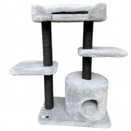 35x40x95h Cm Yuvalı Tırmalama ve Oyun Evi Açık Gri | Tırmalama Tahtalı Kedi Evi