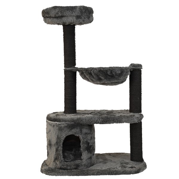 Kralle 40x60x110h Cm Yuvalı Tırmalama ve Oyun Evi Koyu Gri | Tırmalama Tahtalı Kedi Evi