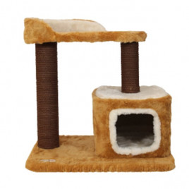 40x60x60h Cm Yuvalı Tırmalama ve Oyun Evi Açık Kahve | Tırmalama Tahtalı Kedi Evi