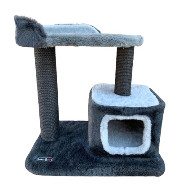 Kralle 40x60x60h Cm Yuvalı Tırmalama ve Oyun Evi Koyu Gri | Tırmalama Tahtalı Kedi Evi