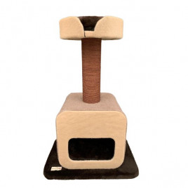 50x50x115h Cm Kapaklı ve Yuvalı Tırmalamalı Oyun Evi Kahve | Tırmalama Tahtalı Kedi Evi