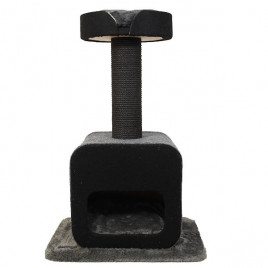 50x50x115h Cm Kapaklı ve Yuvalı Tırmalamalı Oyun Evi Koyu Gri | Tırmalama Tahtalı Kedi Evi