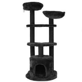 55x45x126h Cm Yuvalı Tırmalama ve Oyun Evi Koyu Gri | Tırmalama Tahtalı Kedi Evi