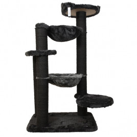 60x40x112 Cm Yuvalı Tırmalama ve Oyun Evi Koyu Gri | Tırmalama Tahtalı Kedi Evi