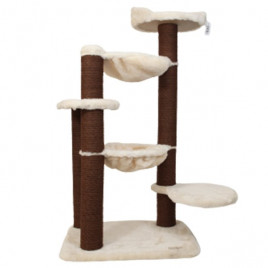 60x40x112 Cm Yuvalı Tırmalama ve Oyun Evi Krem | Tırmalama Tahtalı Kedi Evi