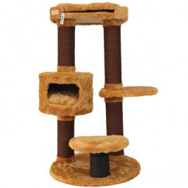 60x60x112h Cm Yuvalı Tırmalama ve Oyun Evi Açık Kahve | Tırmalama Tahtalı Kedi Evi