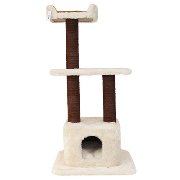 Kralle 60x60x125 Cm Yuvalı Tırmalama ve Oyun Evi Krem | Tırmalama Tahtalı Kedi Evi