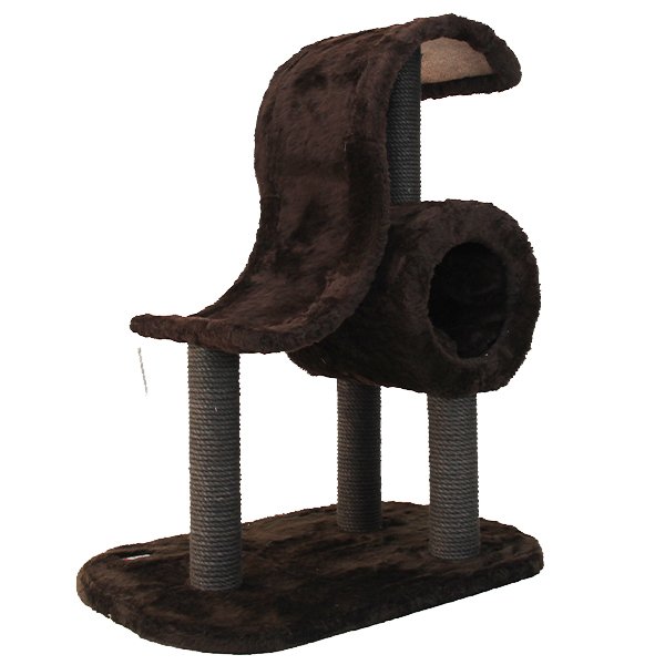 Kralle 75x50x95h Cm Yuvalı Tırmalama ve Oyun Evi Kahve | Platformlu Kedi Tırmalama Tahtası