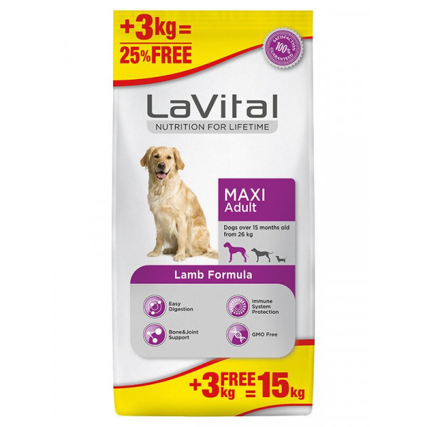 Lavital 12+3 Kg Büyük Irk Kuzu Etli Yetişkin | Yetişkin Köpek Kuru Maması