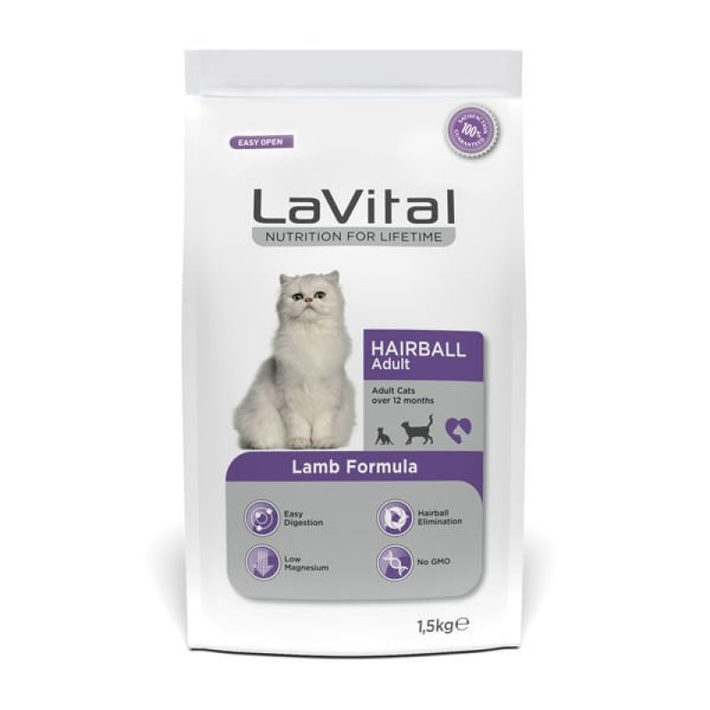 Lavital 1,5 Kg Hairball Kuzu Etli Yetişkin | Yavru Kedi Kuru Maması