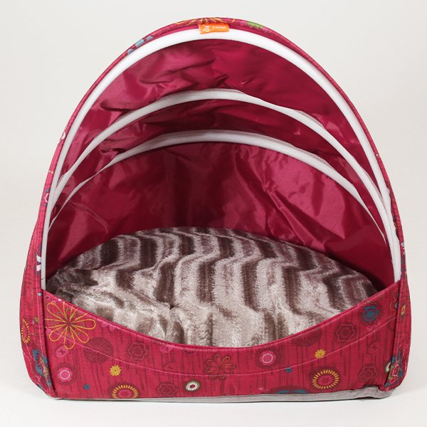 Lavista İstiridye Yatağı Pembe Çiçek Desenli | Peluş Köpek Yatağı