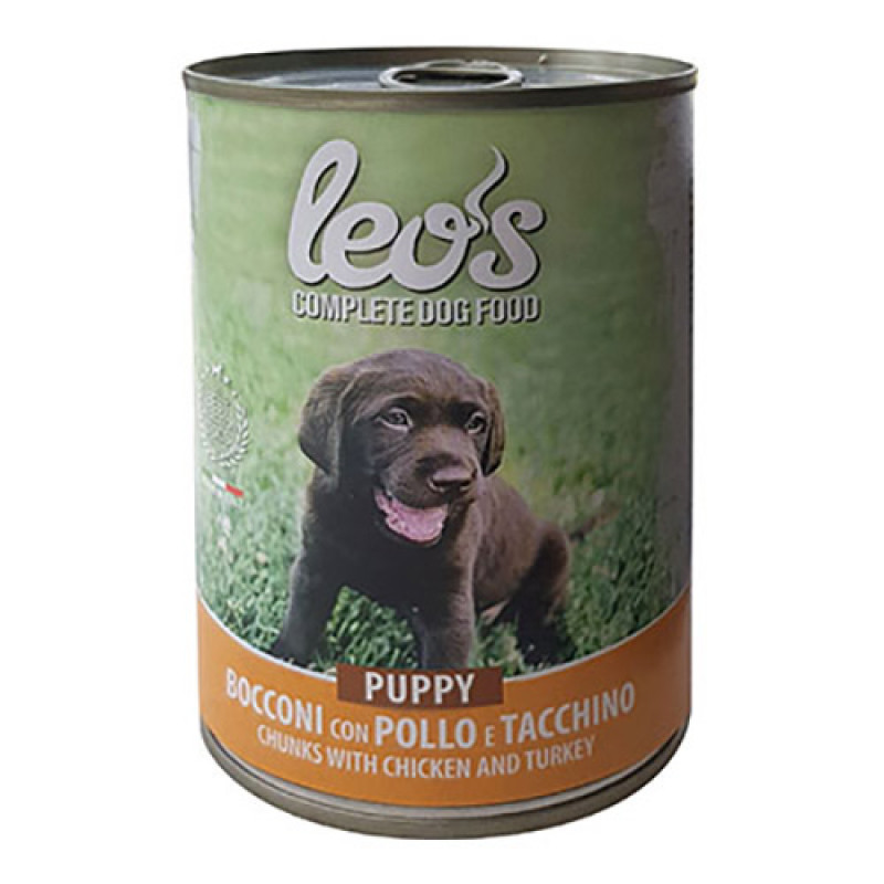 Leo's 6 Adet Puppy Chunks with Chicken & Turkey 415 Gr | Tavru Köpek Konservesi Leo's 6 Adet Puppy Chunks with Chicken & Turkey 415 Gr | Tavru Köpek Konservesi