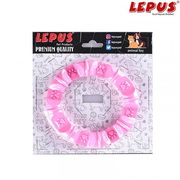 Lepus 13x7h cm Ağız ve Diş Sağlığı İçin Patili Halka Oyuncak Pembe | Köpek Çiğneme