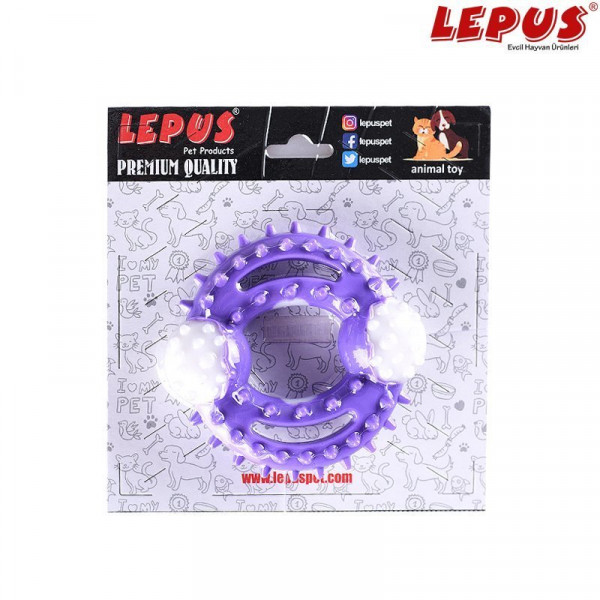 Lepus 13x7h cm Ağız ve Diş Sağlığı İçin Yuvarlak Oyuncak Mor | Köpek Çiğneme