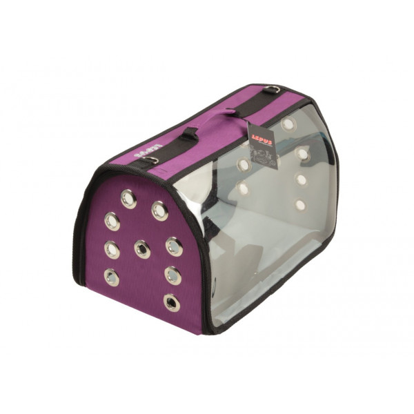 Lepus 25x40x25h cm Şeffaf Fly Bag Mor M | Köpek Taşıma Çantası Ve Kafes
