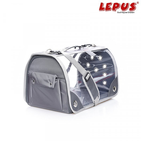 Lepus 28x45x28h cm Şeffaf Fly Bag Gri L | Köpek Taşıma Çantası Ve Kafes