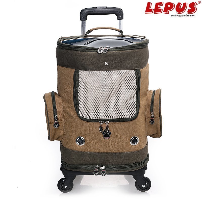 Lepus 30x30x50h cm Tekerlekli Kanvas Çanta Haki | Köpek Taşıma Çantası Ve Kafes Lepus 30x30x50h cm Tekerlekli Kanvas Çanta Haki | Köpek Taşıma Çantası Ve Kafes