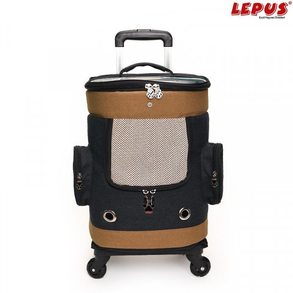 Lepus 30x30x50h cm Tekerlekli Kanvas Çanta Lacivert | Köpek Taşıma Çantası Ve Kafes